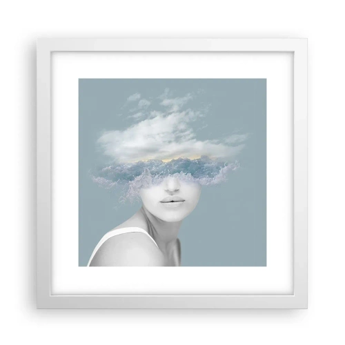 Poster în ramă albă - Cu capul în nori - 30x30 cm