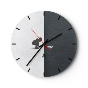 Ceas de perete - Ceas pe sticlă - Silueta unui copil cu o barcă de hârtie pe un fundal contrastant - 30x30cm - Marea expediție - Decorațiune modernă pentru perete pentru living, bucătărie și dormitor ARTTOR