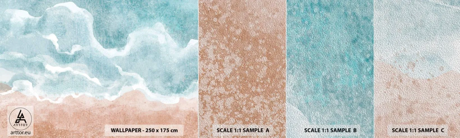 Mostră tapet Premium Sand - Abstracția norilor - plajă, Peisaj, Mare - 100x30 cm