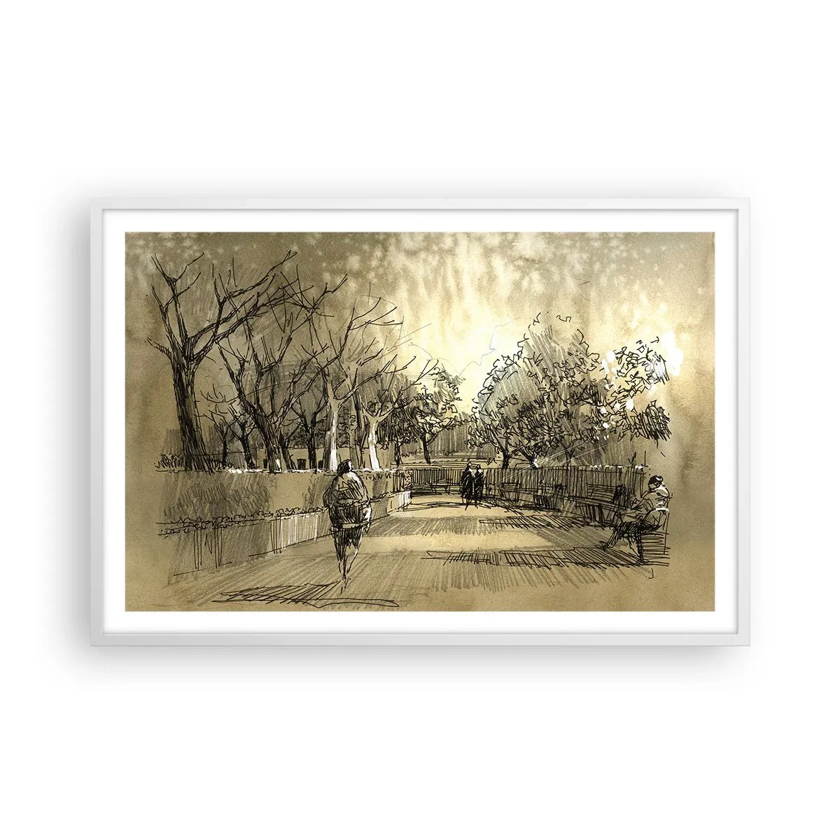 Poster în ramă albă - Un moment reținut cu pene - 91x61 cm