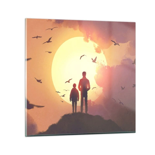 Tablou pe sticlă - Față în față cu soarele - 30x30 cm