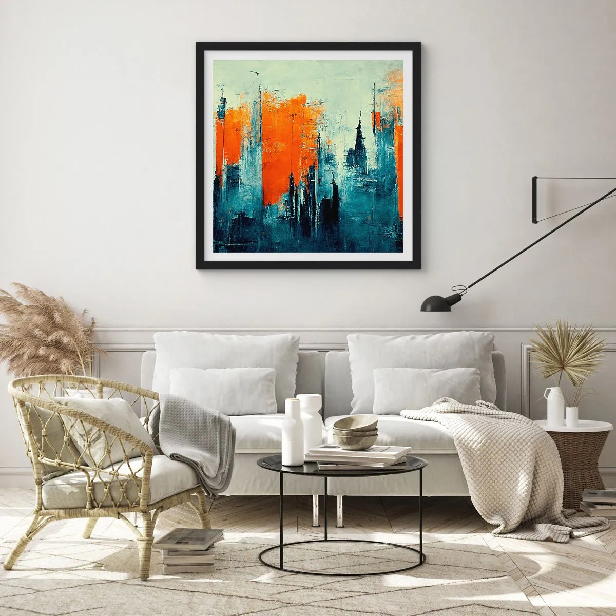 Poster în ramă neagră - Peisaj modern - 30x30 cm