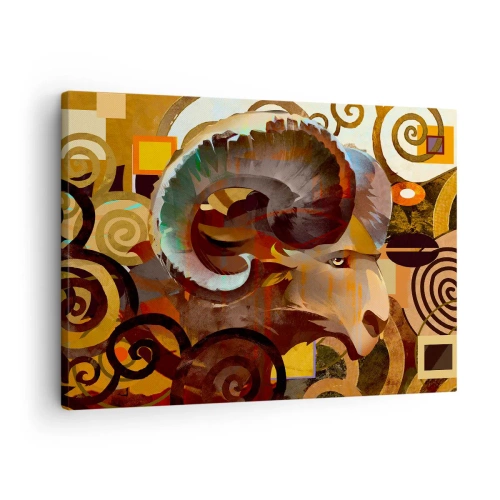 Tablou pe pânză Canvas - Un berbec simbolic într-o compoziție abstractă - 70x50cm - Magii - religii - ritualuri - Decorațiune modernă pentru perete pentru living și dormitor ARTTOR