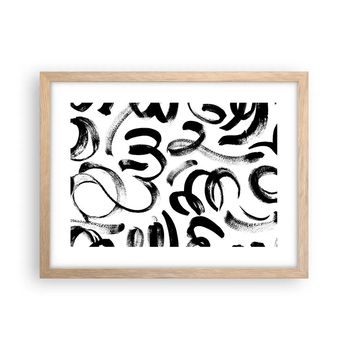 Poster în ramă de stejar deschis - Negru pe alb - 40x30 cm