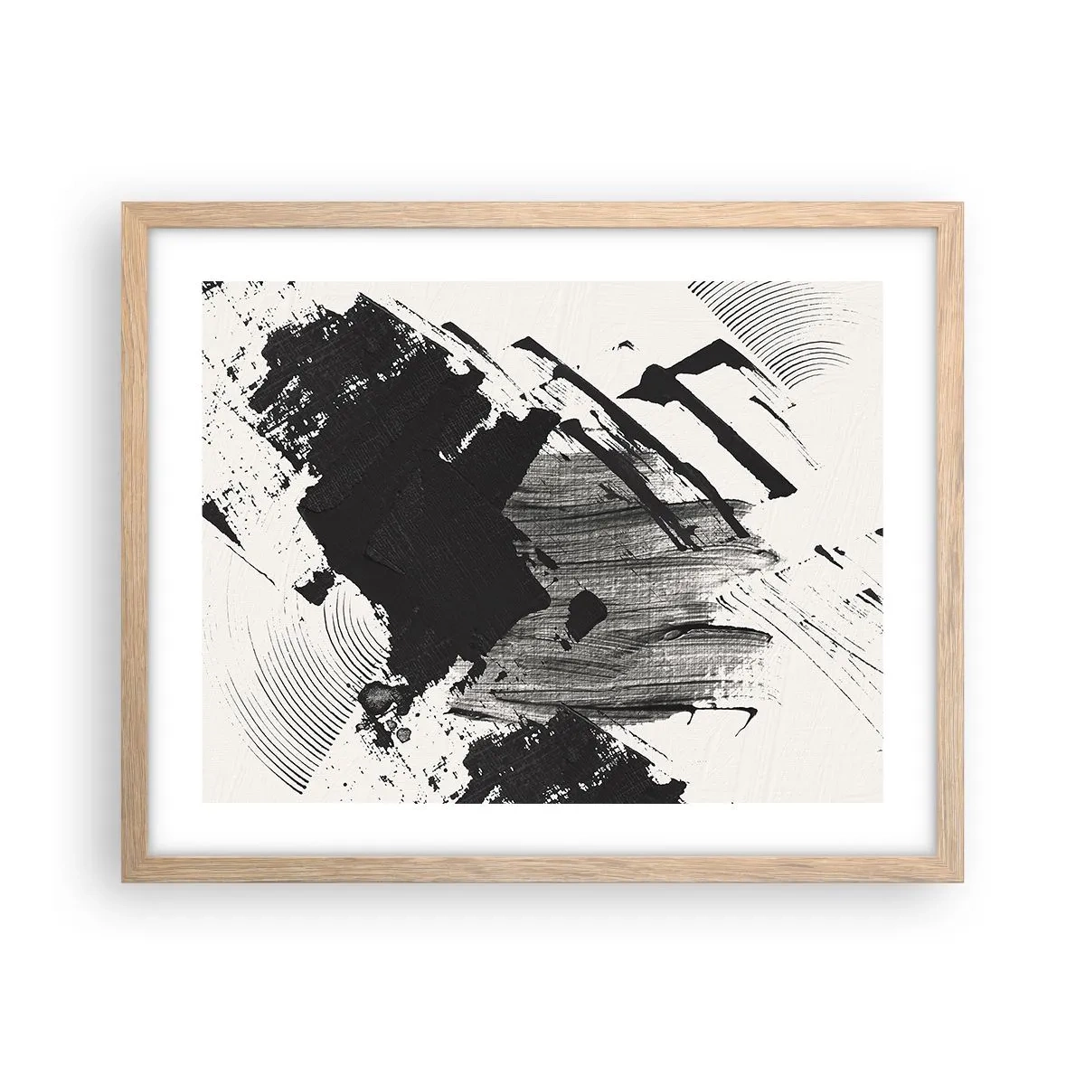 Poster în ramă de stejar deschis - Abstracție - expresie de negru - 50x40 cm