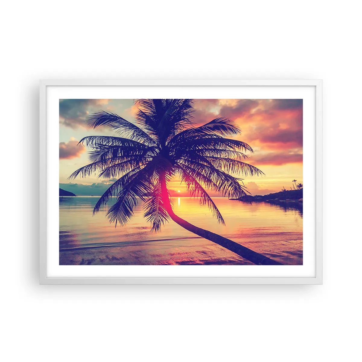 Poster în ramă albă - O seară sub palmieri - 70x50 cm
