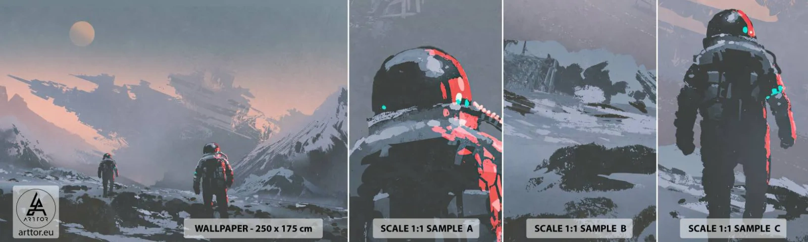 Mostră de Tapet Standard Eco - Sub o stea necunoscută - Abstracția, Astronaut, Cosmonaut - 100x30 cm