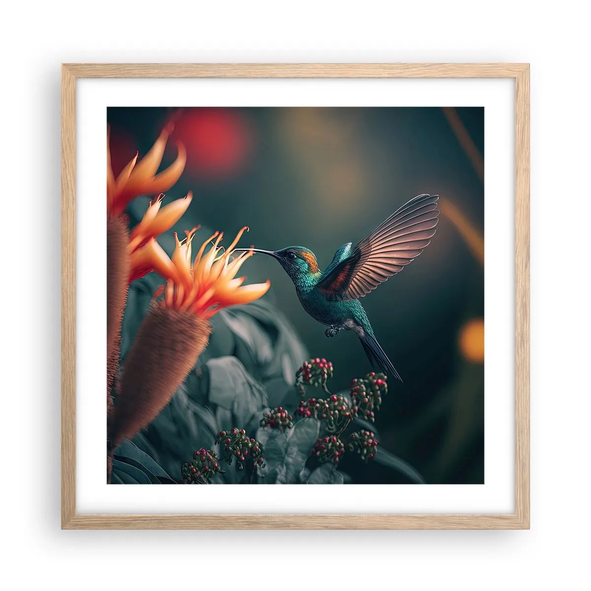 Poster în ramă de stejar deschis - Viață cu adevărat colorată - 50x50 cm