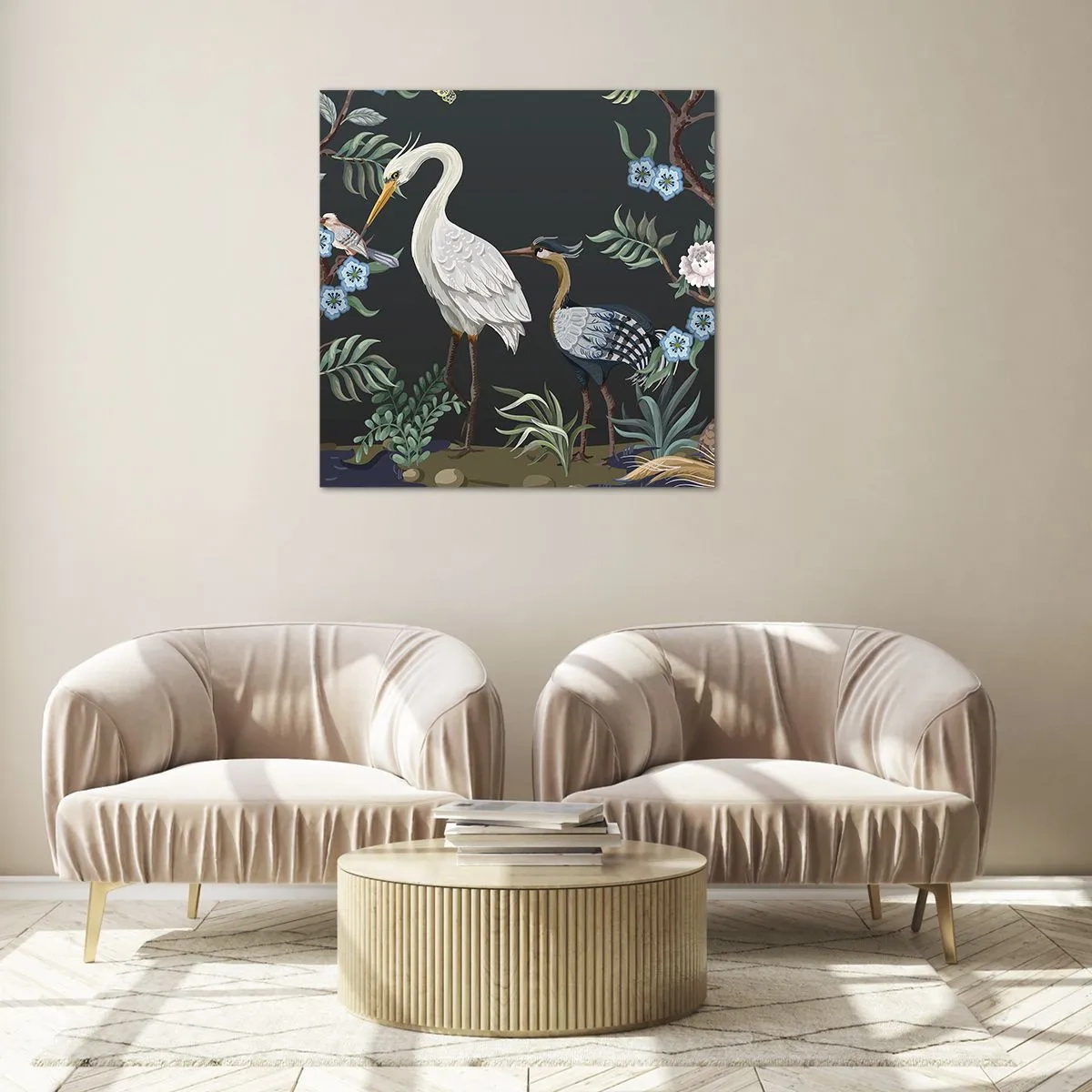 Tablou pe sticlă - Parada păsărilor - 60x60 cm