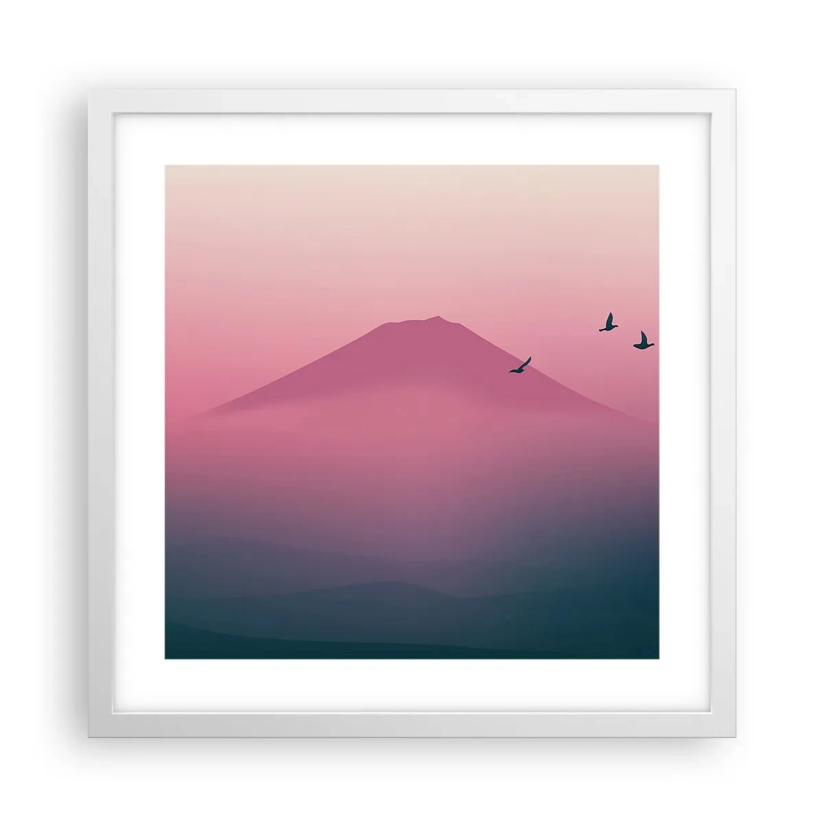 Poster în ramă albă - Călători deasupra norilor - 40x40 cm