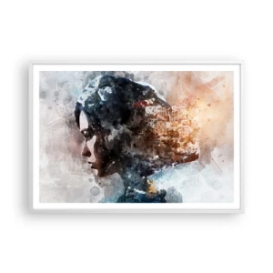 Poster în ramă albă - Povestea unei fete cu un oraș în fundal - 100x70 cm