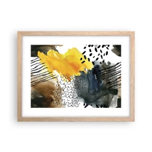 Poster în ramă de stejar deschis - O întâlnire a elementelor - 40x30 cm