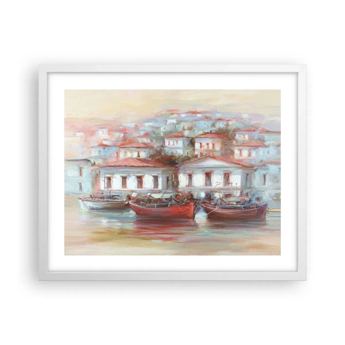 Poster în ramă albă - Orășel fericit - 50x40 cm