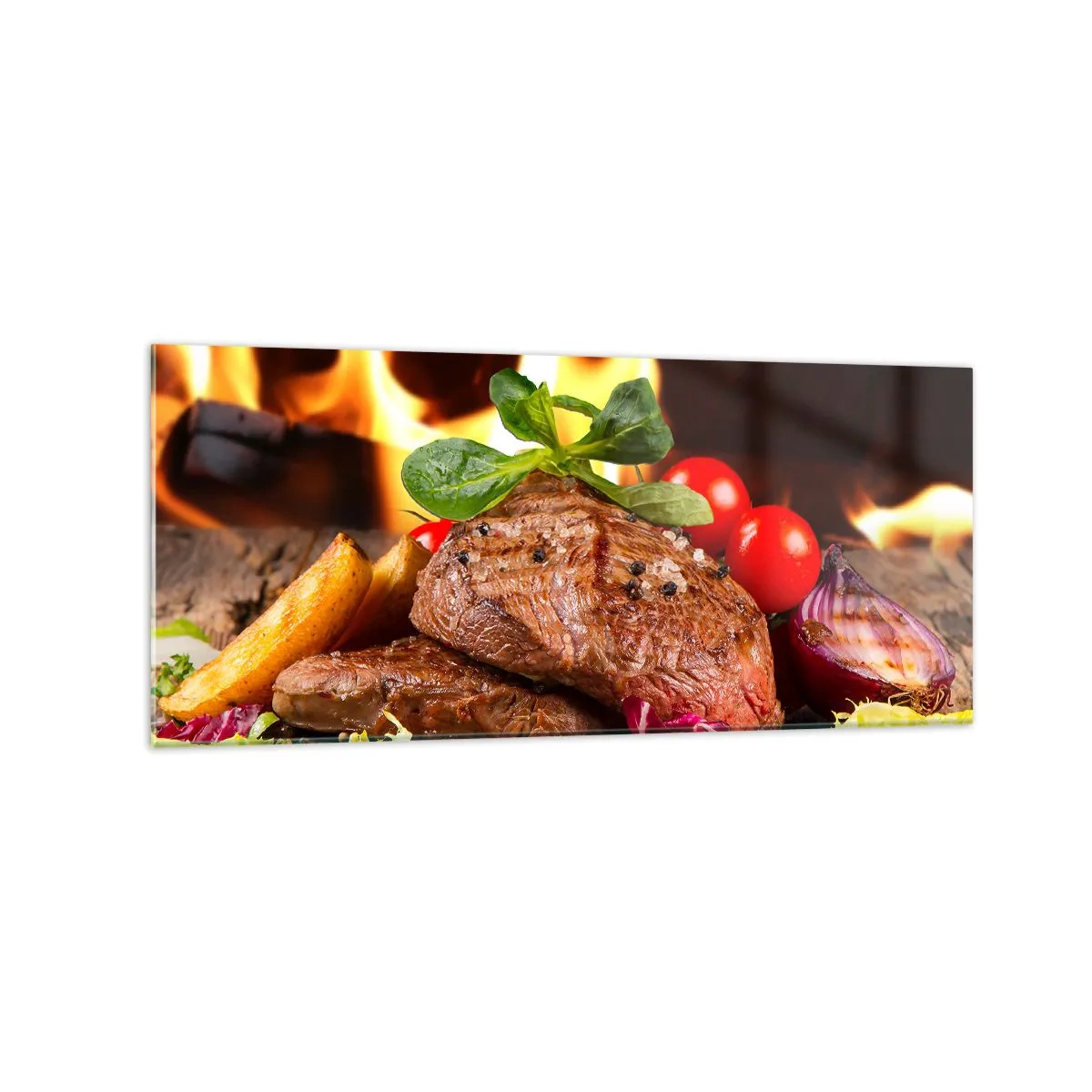 Tablou pe sticlă - Înconjurată de ardoare - 120x50 cm