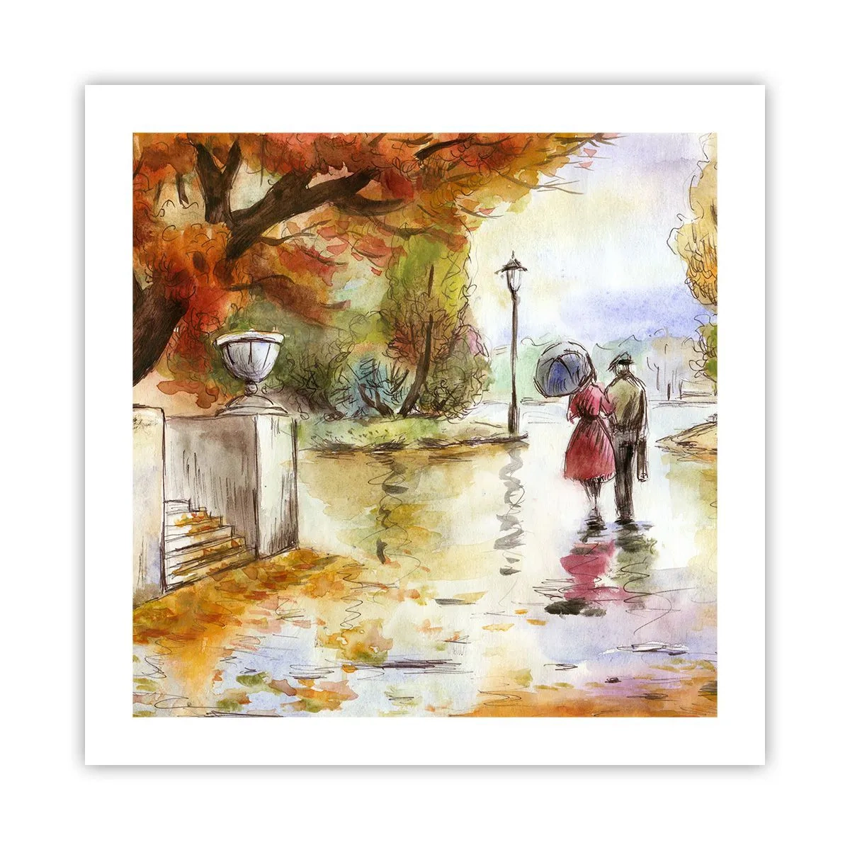 Poster - Toamnă romantică în parc - 50x50 cm