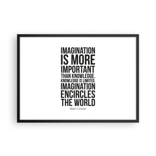 Poster în ramă neagră - Einstein despre puterea imaginației - 70x50 cm