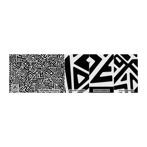 Mostră tapet Premium Canvas - Compoziție precolumbiană - Abstracția, Bucată, alb-negru - 100x30 cm