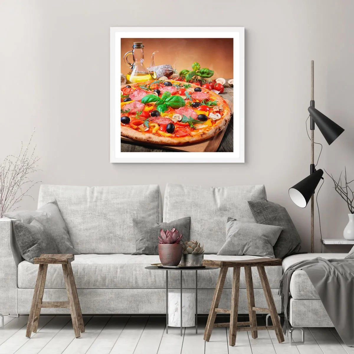 Poster în ramă albă - Cu o adevărată aromă italiană - 60x60 cm