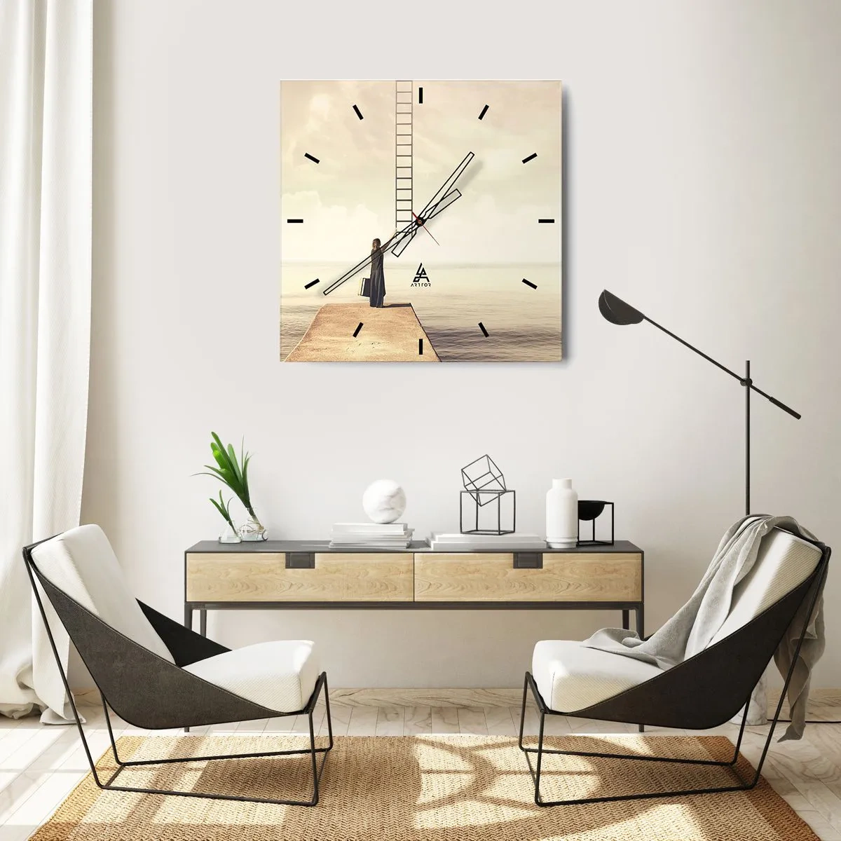 Ceas de perete - Ceas pe sticlă - O călătorie conceptuală - 30x30 cm