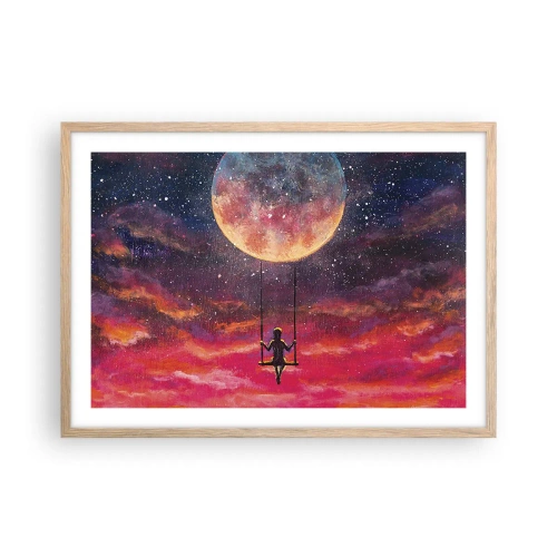 Poster în ramă de stejar deschis - Cu capul în nori - 70x50 cm