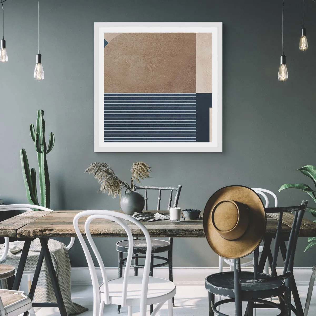 Poster în ramă albă - Compoziție de simplitate și rotunjime - 60x60 cm