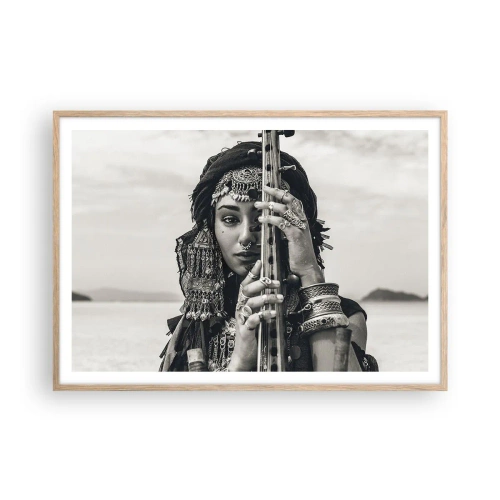 Poster în ramă de stejar deschis - Muzica orientală în sine - 100x70 cm