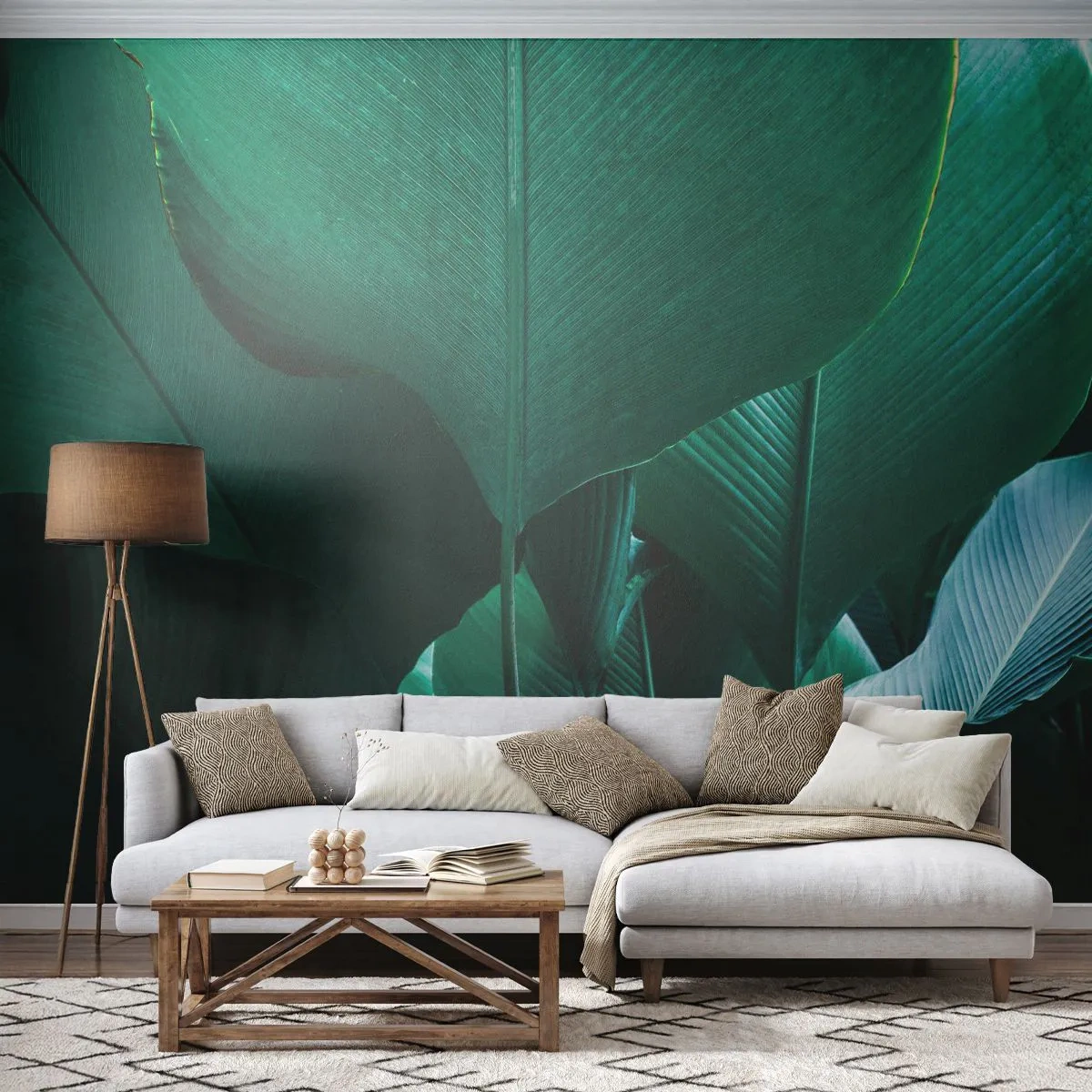 Tapet Premium Sand - Cu frunza la lumină - Frunza de banana, Bananer, Plantă - 100x70 cm
