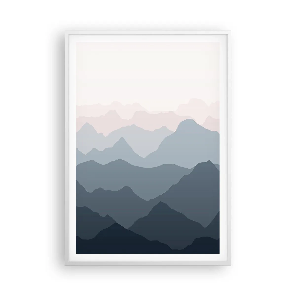 Poster în ramă albă - Valuri de munți - 70x100 cm