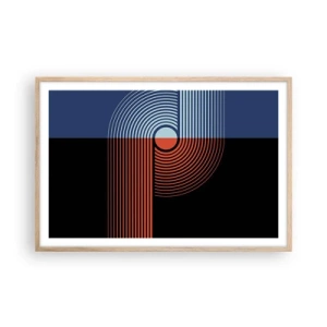 Poster în ramă de stejar deschis - Într-o îmbrăţişare geometrică - 91x61 cm