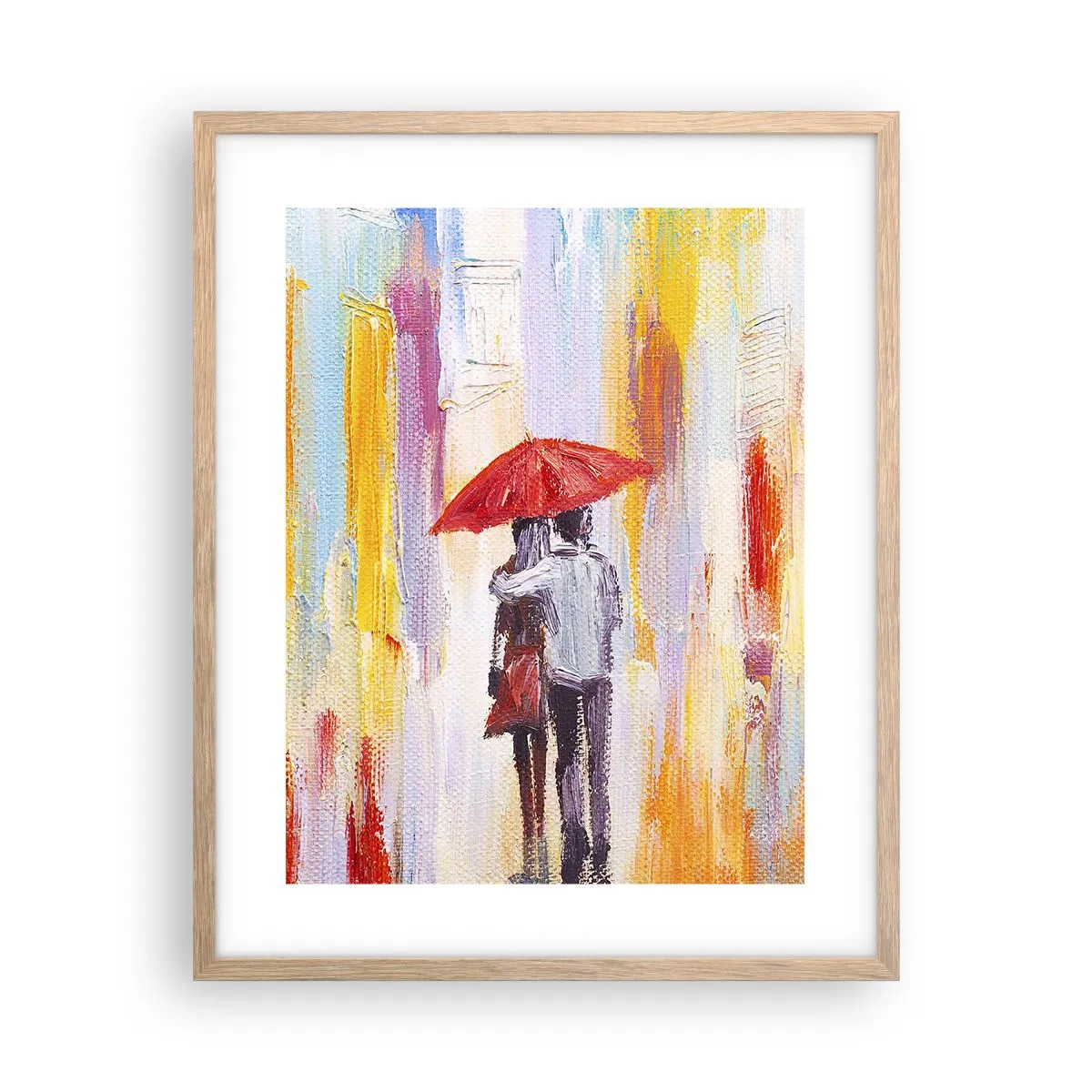 Poster în ramă de stejar deschis - Să plouă în continuare - 40x50 cm