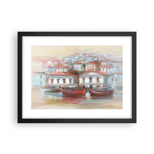 Poster în ramă neagră - Orășel fericit - 40x30 cm