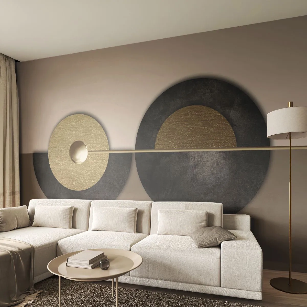 Tapet Premium Canvas - Variații în jurul unui cerc - Rotile, Abstracția, Art Deco - 400x280 cm