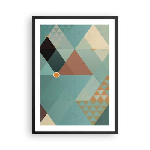 Poster în ramă neagră - Compoziție geometrică cu triunghiuri în culori pastelate - 50x70cm - Unitatea multiplicității, multiplicitatea unității - Decorațiune modernă pentru perete pentru living și dormitor ARTTOR