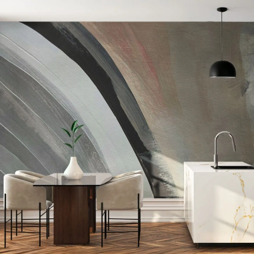 Tapet Premium Sand - Compoziție: arc de negru și gri - Abstracția, Bucată, Artă Modernă - 500x350 cm