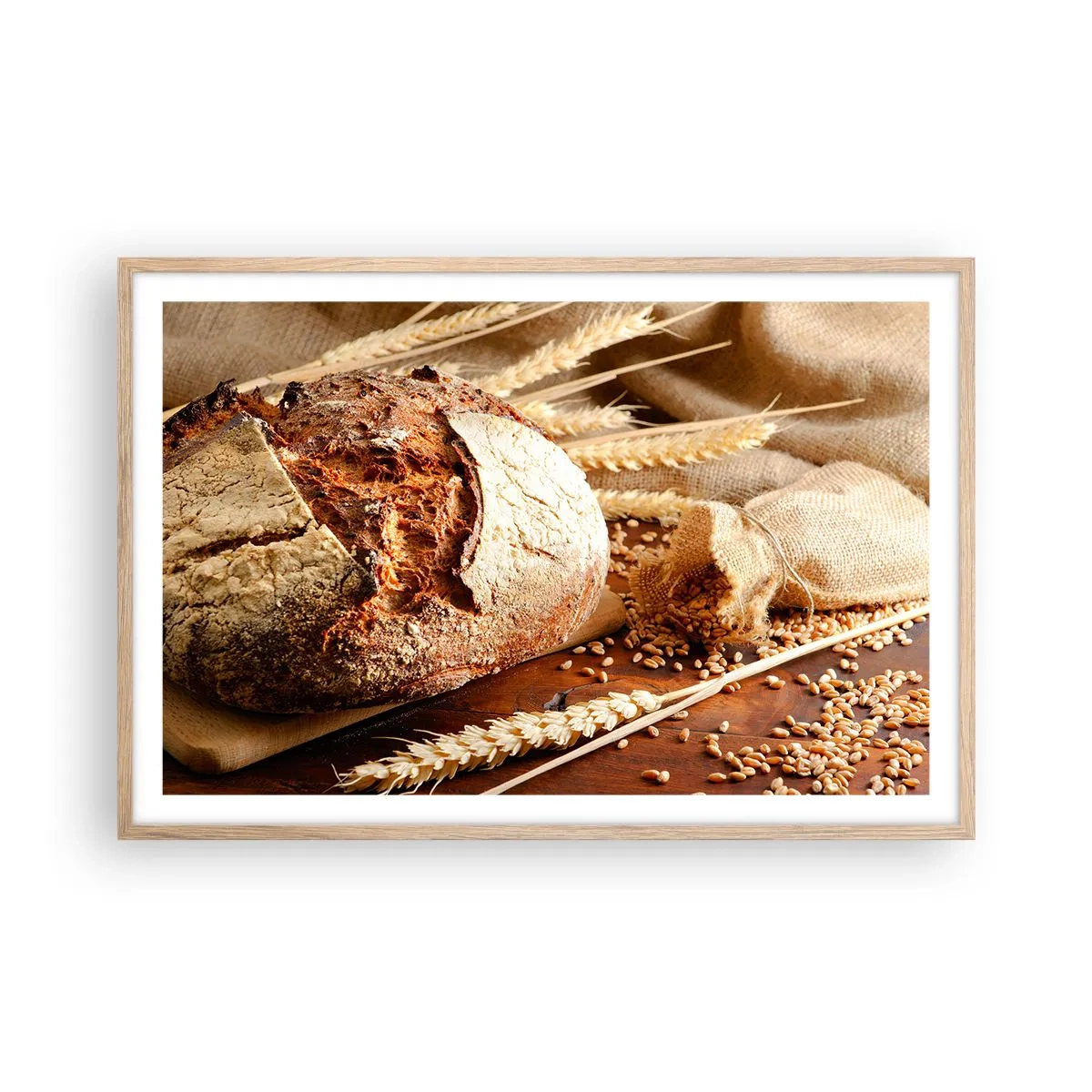 Poster în ramă de stejar deschis - Apetisantă, parfumată, crocantă - 91x61 cm