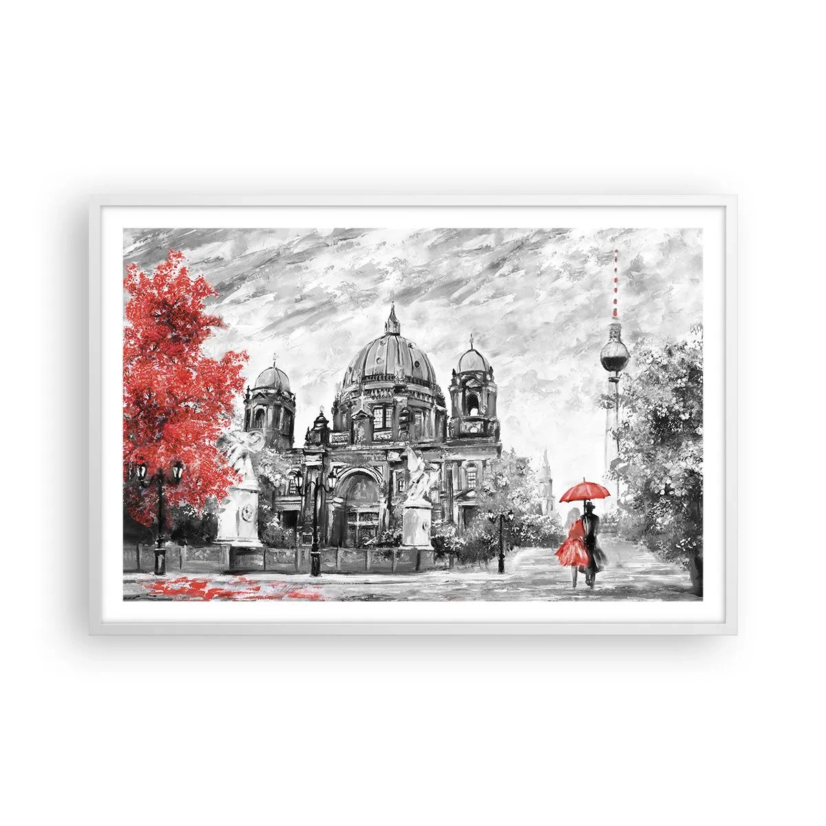 Poster în ramă albă - Reuniune în Berlin - 91x61 cm