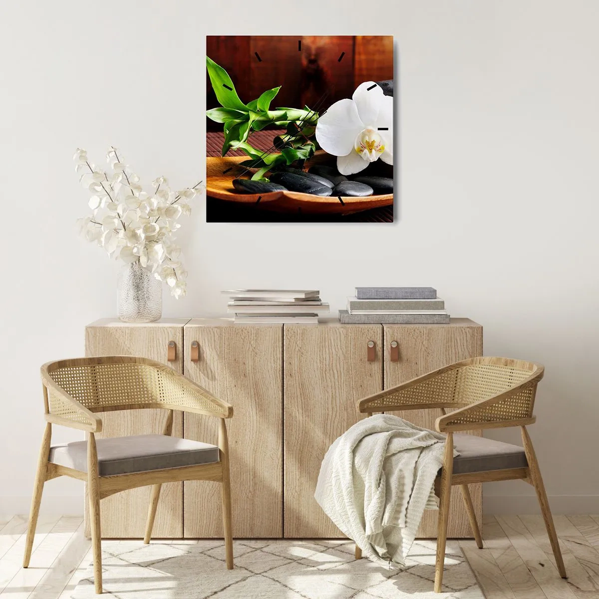 Ceas de perete - Ceas pe sticlă - Lasă natura să te atingă - 40x40 cm