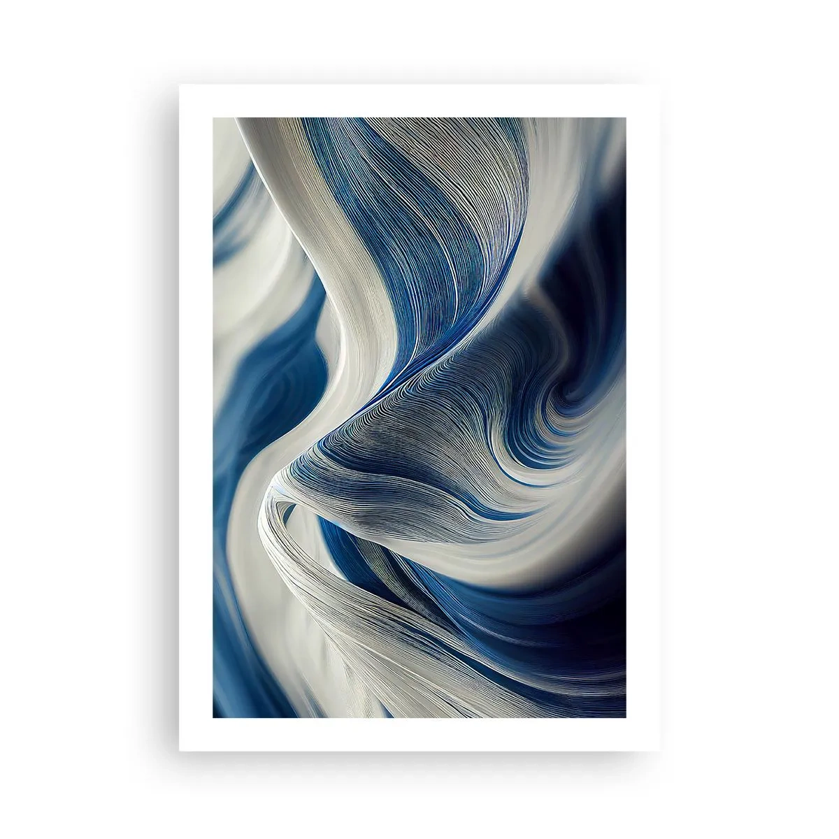 Poster - Fluiditate de albastru și alb - 50x70 cm