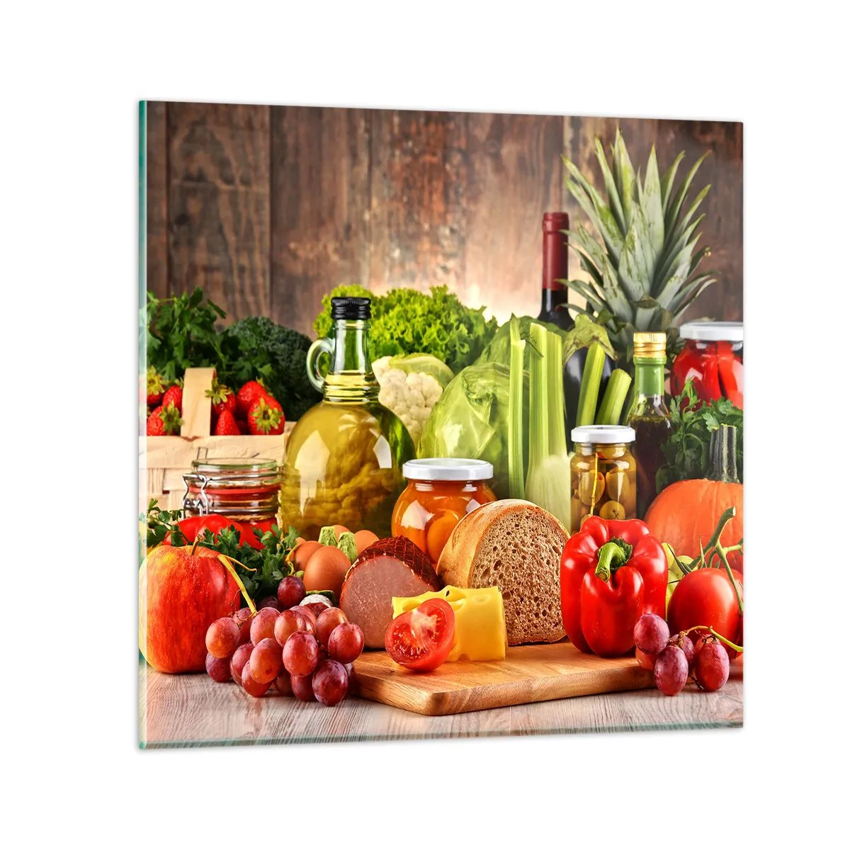 Tablou pe sticlă - Afumate, prăjite, marinate - 60x60 cm
