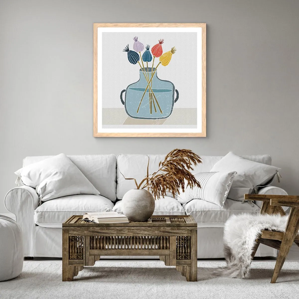 Poster în ramă de stejar deschis - Paparune sau maci? - 50x50 cm