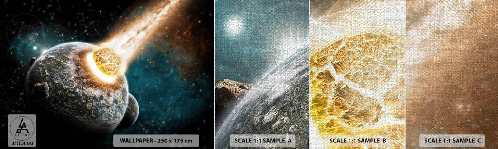 Mostră tapet Premium Canvas - Anihilare sau naștere? - Abstracția, Cosmos, Cometă - 100x30 cm