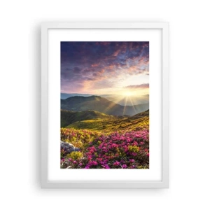 Poster în ramă albă - Prospețimea unei dimineți de munte - 30x40 cm