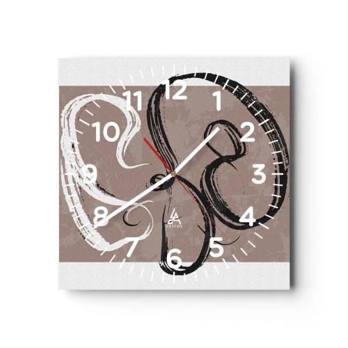 Ceas de perete - Ceas pe sticlă - Compoziția - căutarea plenitudinii - 30x30 cm