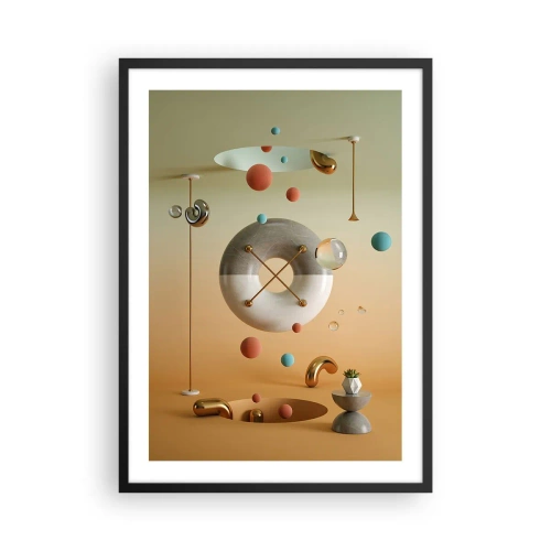 Poster în ramă neagră - O compoziție abstractă de forme geometrice în culori calde. - 50x70cm - Orice se poate întâmpla - Decorațiune modernă pentru perete pentru living și dormitor ARTTOR
