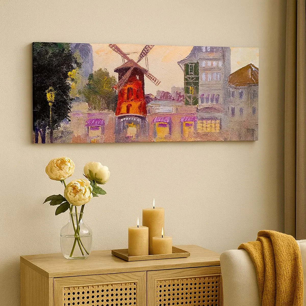 Tablou pe pânză - Icoane pariziene - Moulin Rouge - 100x40 cm