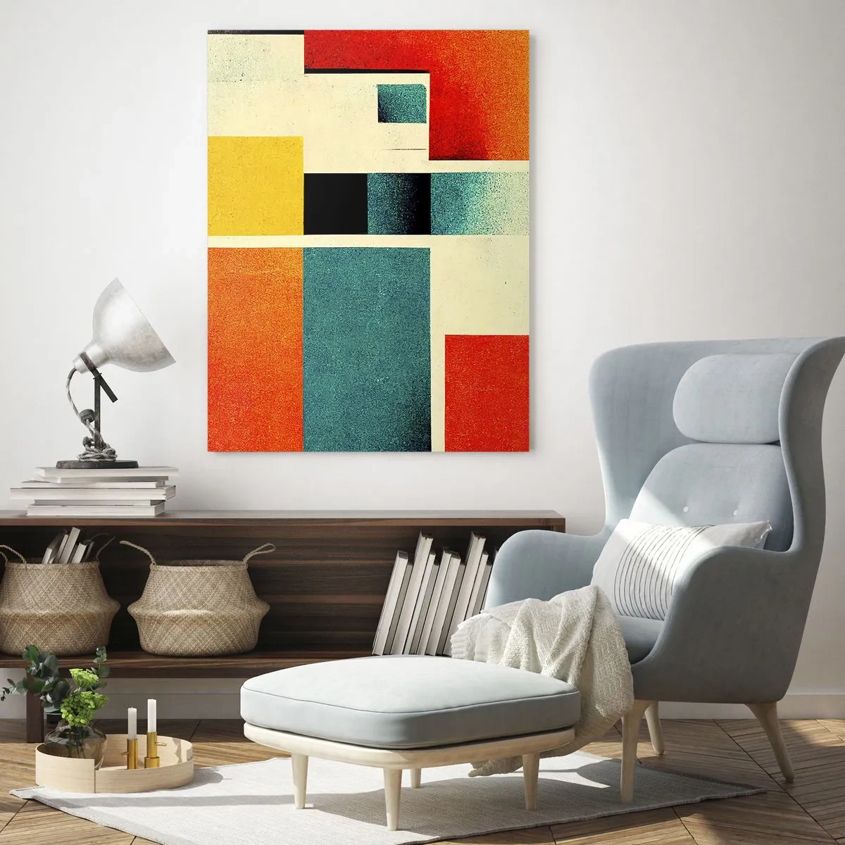 Tablou pe sticlă - Abstracție geometrică - energie bună - 50x70 cm