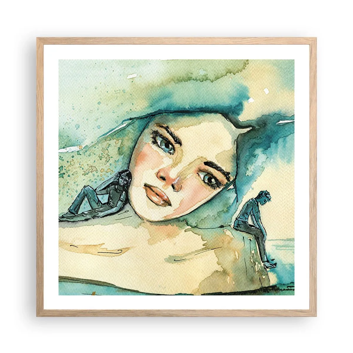 Poster în ramă de stejar deschis - Am I blue? - 60x60 cm
