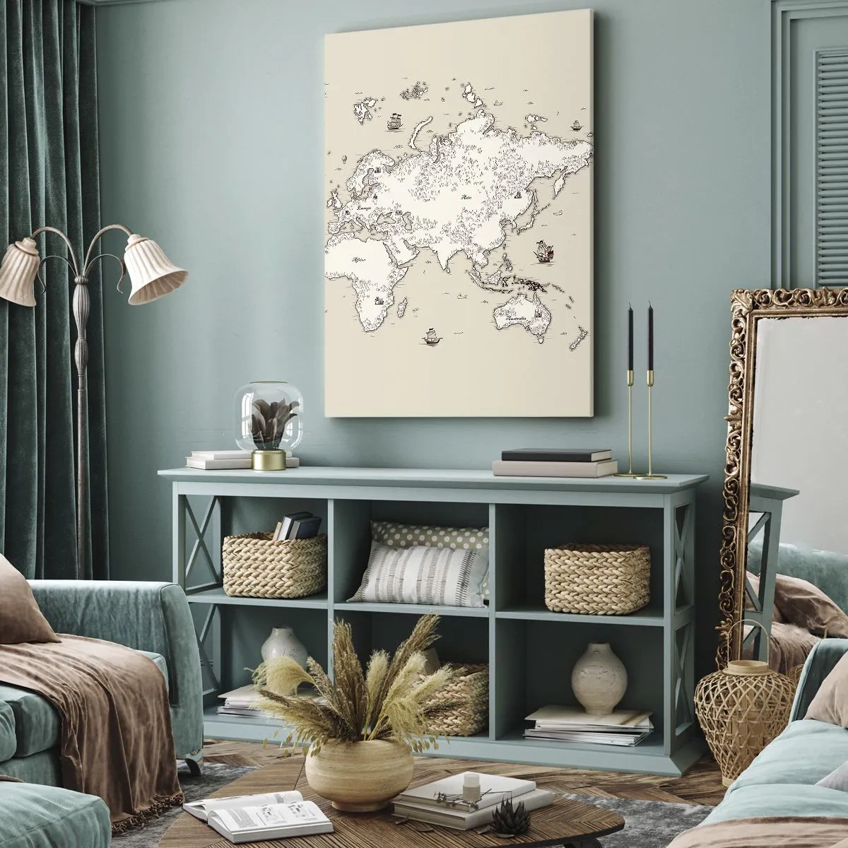 Tablou pe pânză - O călătorie în jurul lumii - 45x80 cm