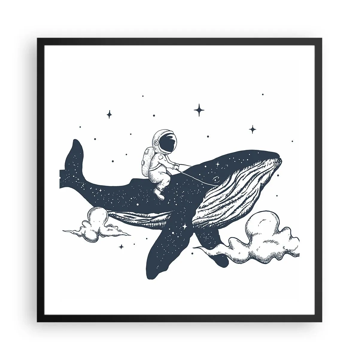 Poster în ramă neagră - Aventura spațială - 60x60 cm