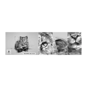 Mostră tapet autocolant Deluxe Sticker - Da, te ascult cu atenție - Panteră, Animale, Pisica sălbatică - 100x30 cm